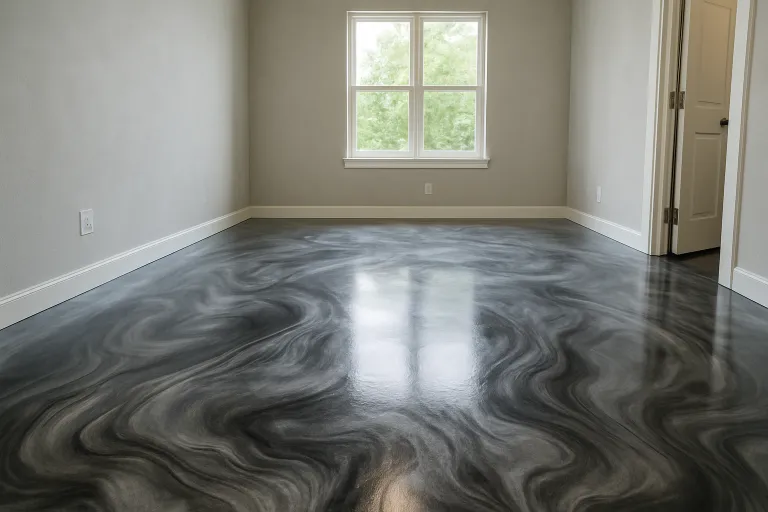 Decorative metallic epoxy floors with a modern decorative finish.